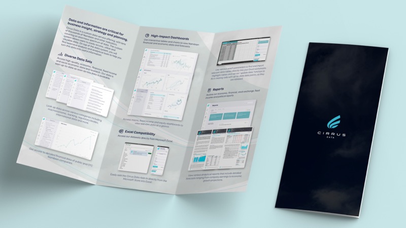 A folded Cirrus brochure with charts and a dark cover.